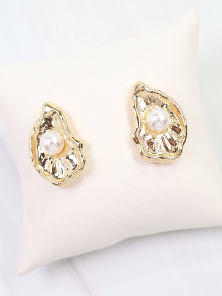 Caroline Hill Gold Ponca Oyster Pearl Drop Earring